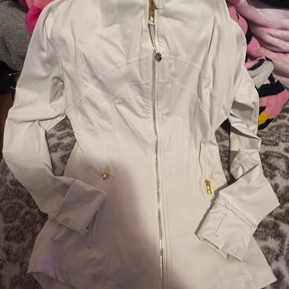 light ivory lulu define gold zipper jacket